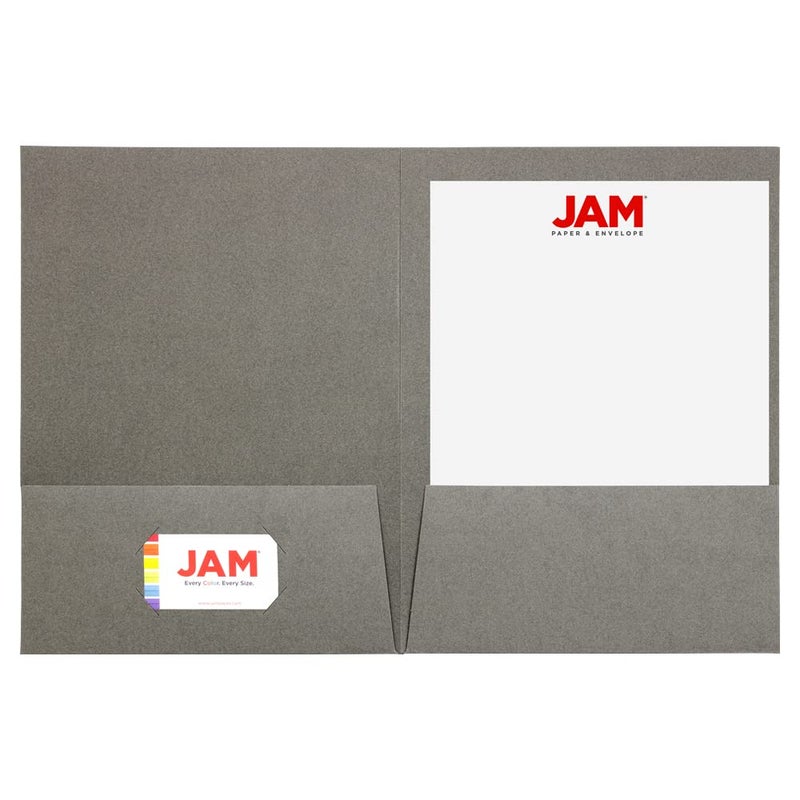 JAM Paper مجلدات تقديم من قماش الكتان ذو جيبين من جام بيبر - حجم خطاب - رمادي - عبوة 50/صندوق - Image 2